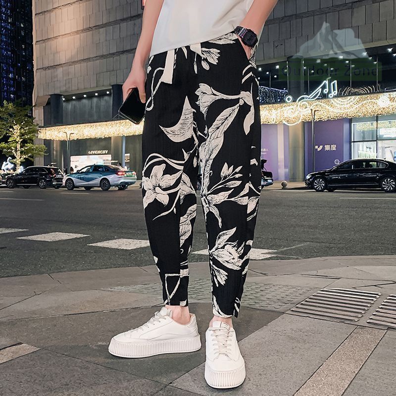 Quần jogger Mỏng Mùa Hè Cỡ Lớn In Họa Tiết Màu Tương Phản Thời Trang Cho Nam