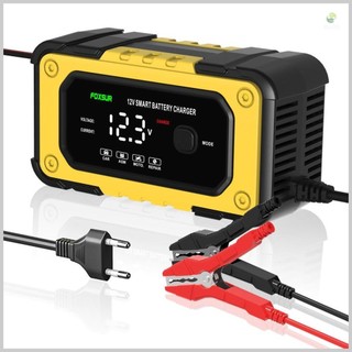 FOXSUR 12V/6A Automatic Battery Charger - Pulse Repairing Charge Device for Car Truck SUV Motorcycle Boat - LED Screen, Leadacid Battery Maintainer