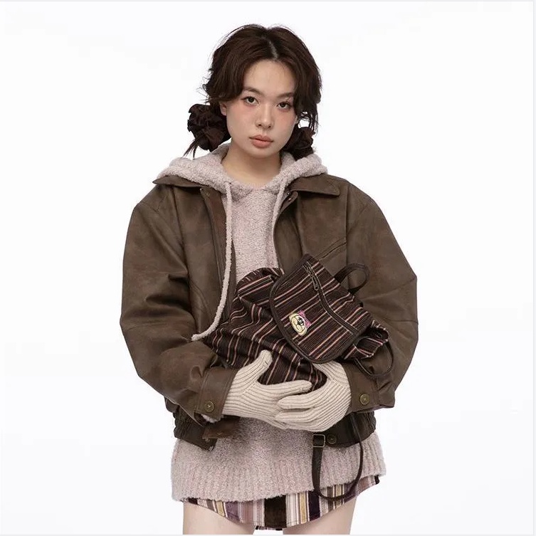 Áo Khoác Da Dáng Rộng Phong Cách Mỹ Thời Trang Mùa Thu 2023