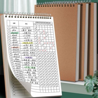 Sổ ghi nhớ lò xo dọc luyện từ vựng học từ mới ngữ pháp B5 bìa kraft S32 basic ôn tập ngoại ngữ