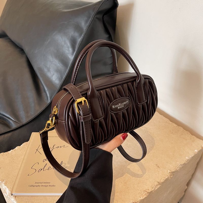 Túi Đeo Chéo Vai Xếp Ly Bằng Da pu Phong Cách retro Thời Trang 2023 Dành Cho Bạn Nữ