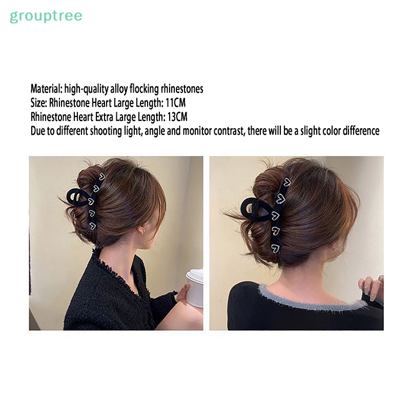 Kẹp Tóc Đính Đá Hình Trái Tim Màu Đen Cao Cấp Dành Cho Nữ prta