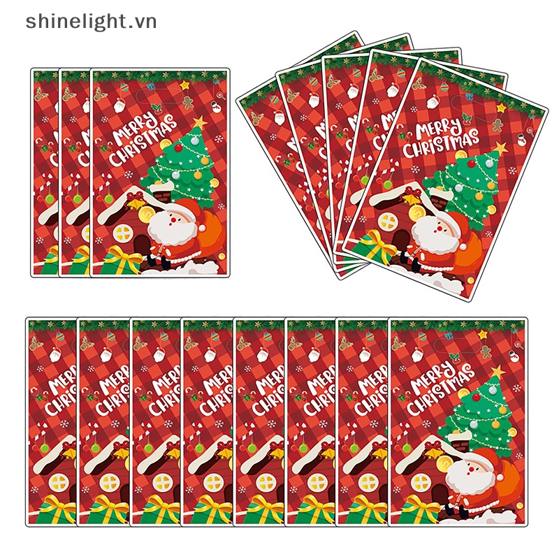 Set 10 Túi Đựng Bánh Kẹo Giáng Sinh / Quà Tặng Cho Bé Hình Tuần Lộc / Kẹo / Thức Ăn vn