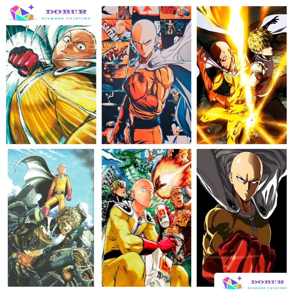 Bộ Tranh Kim Cương 5D Tròn / Vuông One Punch Man Anime DIY Full Khoan Với Bộ Số Nhà Khảm Vải Trang T