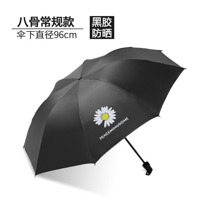 Dù Gấp Ba Khúc Có Keo Màu Đen Chống Nắng Mưa Nắng