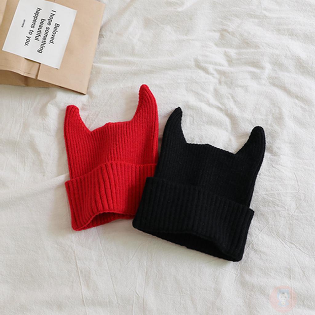 Mũ Len beanie Mềm Mại Màu Trơn Kèm Sừng Cho Bé laa6-kids
