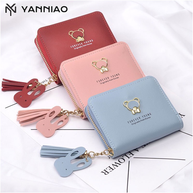Ví ngắn YANNIAO mini có khóa kéo thời trang cho nữ