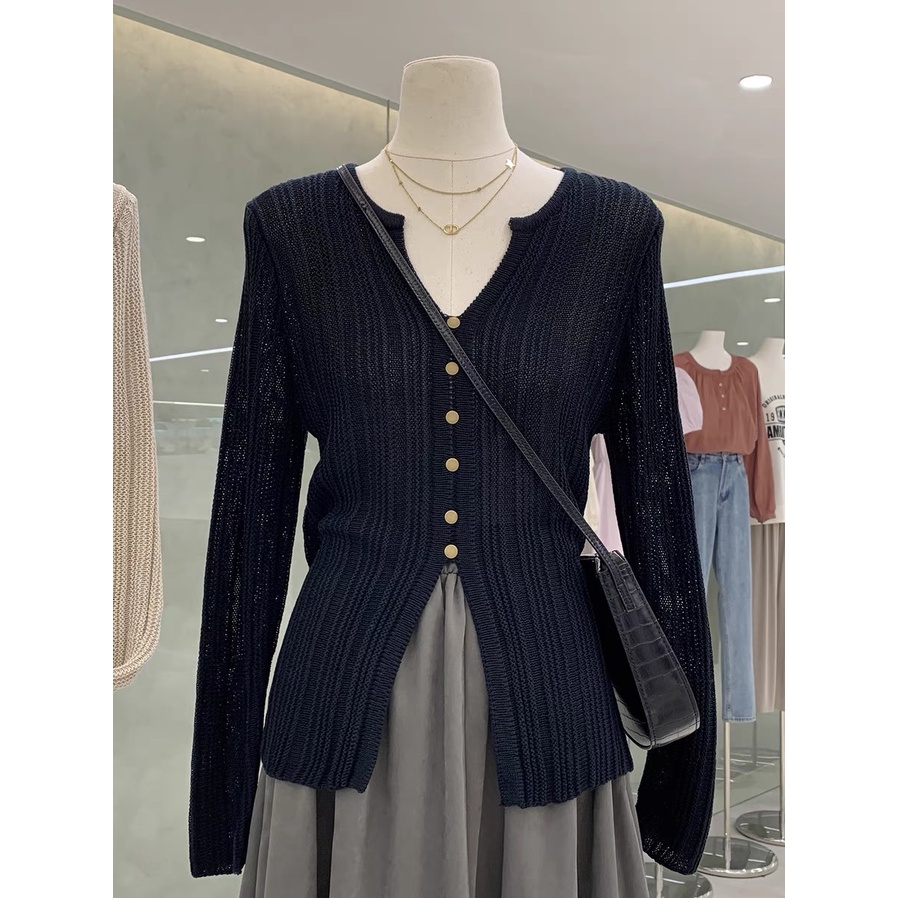 Áo len cardigan nữ dài tay khí chất mùa thu 2023 phong cách mới cho nữ