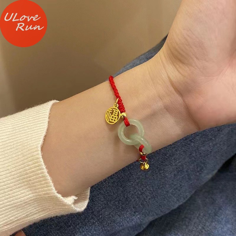 Uloverun fu Vòng Tay Dây Bện May Mắn Màu Đỏ May Mắn Có Chuông Quà Tặng Trang Sức Cho Cặp Đôi vn