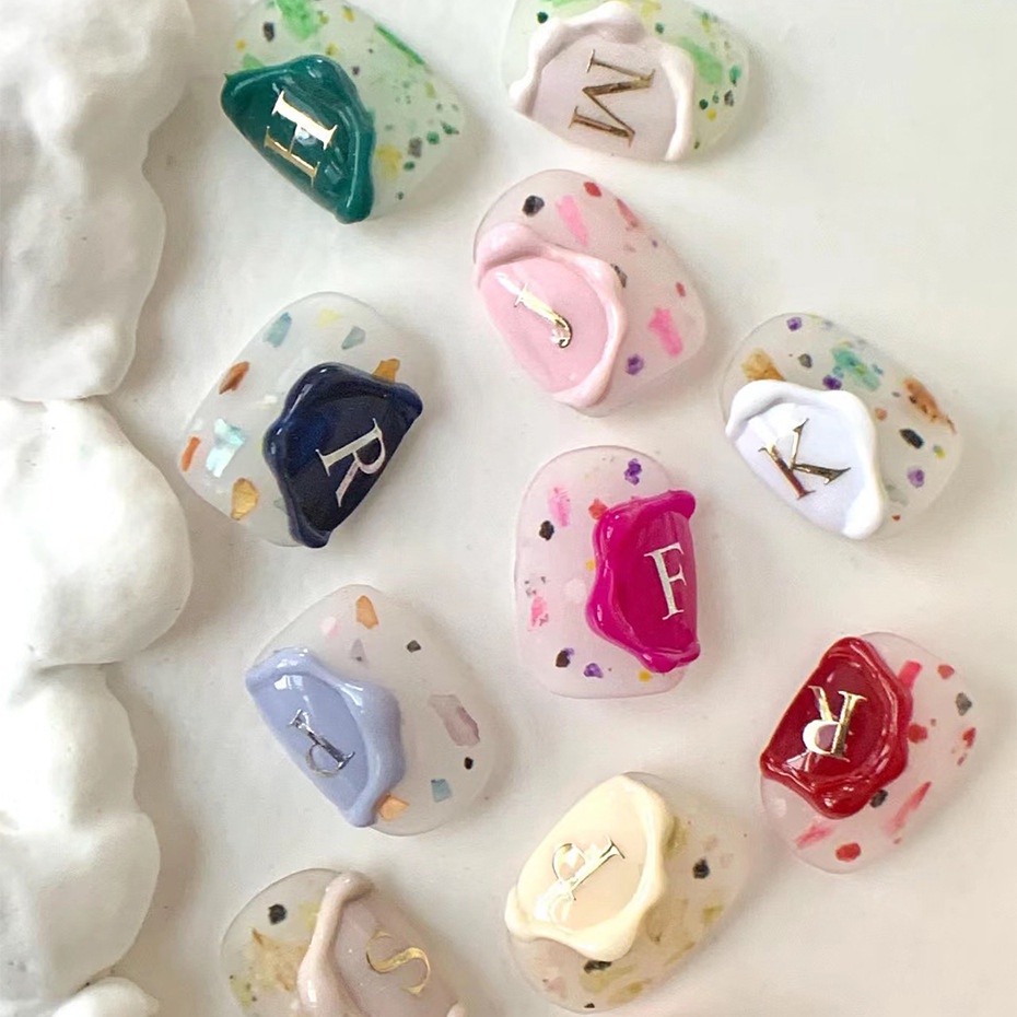 Sticker 3D | Chữ Cái Lớn Vàng Bạc | Hình Dán Móng Tay SWT030