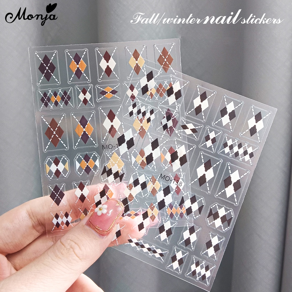 Monja Nhãn Dán Trang Trí Móng Tay 3d Hình Thu Đông
