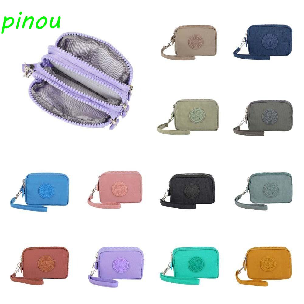 Pinou Ví Ngắn Ba Lớp Có Dây Kéo Đựng Tiền Xu / Son Môi Nhỏ Gọn Đơn Giản Cho Nam / Nữ