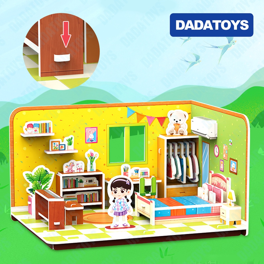 Đồ Chơi Xếp Hình Giáo Dục 3D Dành Cho Trẻ Em - Mô Hình Ngôi Nhà, biệt thự, phòng bếp, quán cafe