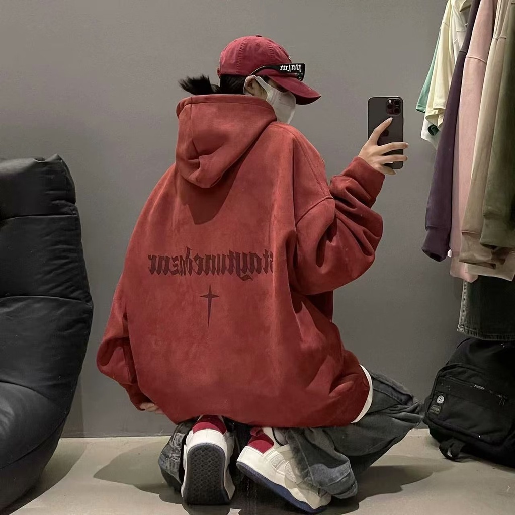 Áo Hoodie Dáng Rộng Phong Cách retro Đường Phố Mỹ Cá Tính Cho Nam