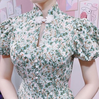 Đầm Maxi Hoa Cổ Tàu Đi Tiệc Chất Lụa Mango