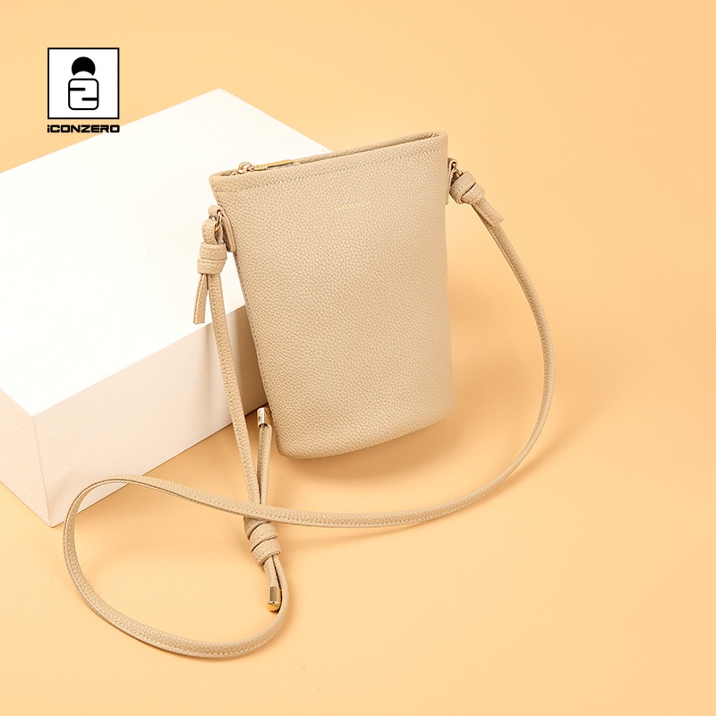 Biểu Tượng Zero Túi Đeo Chéo Một Bên Vai Bằng Da Thật Màu Trơn Thời Trang Đơn Giản Dành Cho Bạn Nữ @