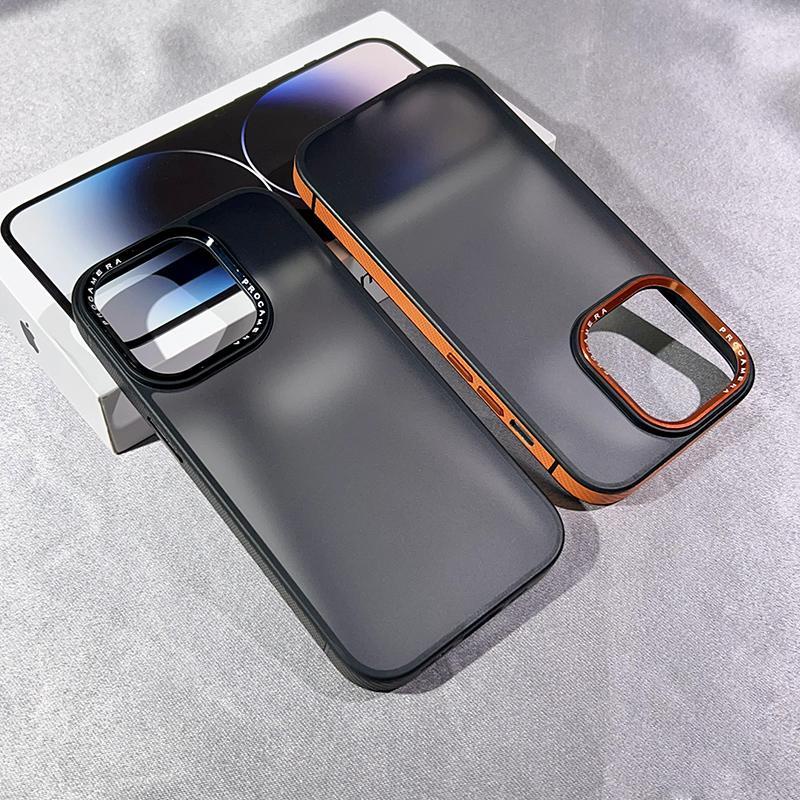 Ốp Điện Thoại Nhựa Cứng Sợi carbon Mặt Nhám Viền Màu Đen Cho apple Iphone 15promax 14Pro 13