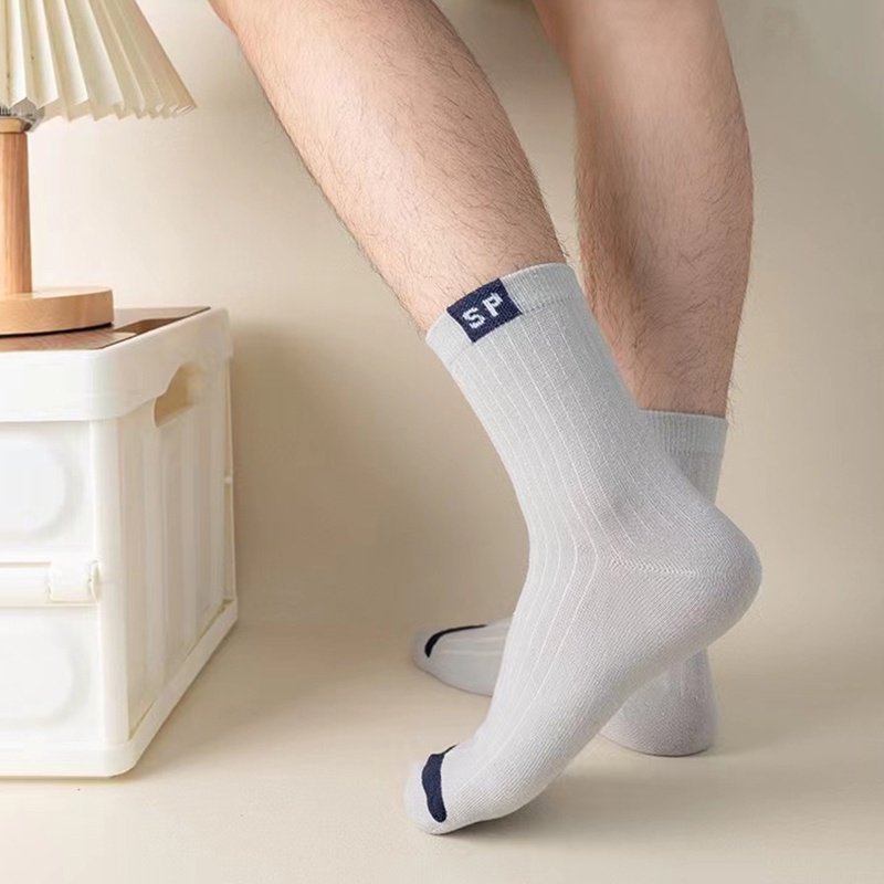 Set 5 Đôi Vớ cotton in Chữ Đơn Giản Cho Nam