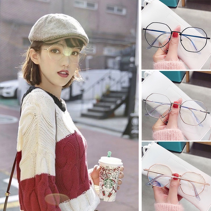Kính Mát Gọng Đa Giác Chống Ánh Sáng Xanh Thời Trang Cho Nam Và Nữ