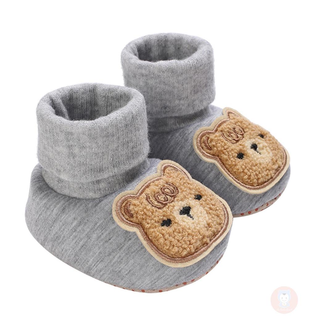 Laa6-giày Mùa Đông Mềm Mại Chống Trượt Thêu Hình Gấu Ấm Áp Dành Cho Bé