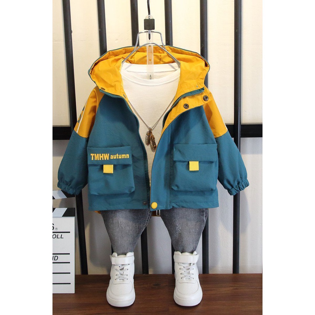 Áo Khoác Chống Gió Bằng Vải Nhung Dày Thời Trang Mùa Đông Cho Bé Trai