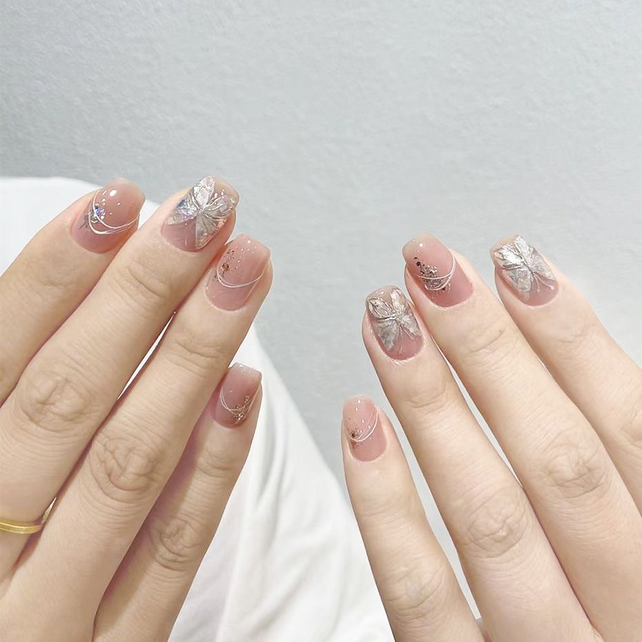 Miếng Dán Kính 5d Dập Nổi Hình Bướm Hoa Hồng Trang Trí Móng Tay