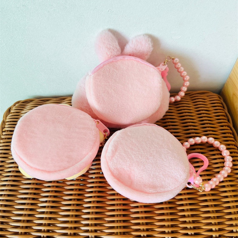 Túi Đựng Tiền Xu / Tai Nghe mini Hình Búp Bê Thỏ Hoạt Hình Màu Hồng Dễ Thương