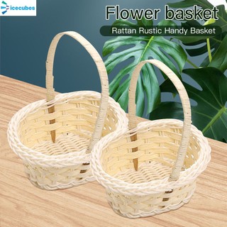 Giỏ trái cây bằng nhựa dệt hình bầu dục Giỏ đan bằng tre Lễ hội mùa xuân Giỏ hoa ICECUBES