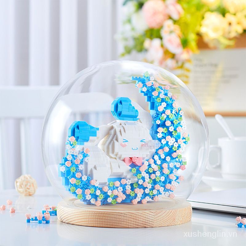 Bustling dream-like big-ear dog Disney Laurel dog building blocks assembled microparticle model building blocks ornaments for girls gift