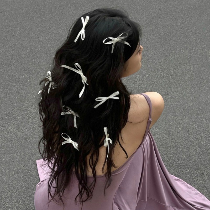 Set 1 / 8 Kẹp Tóc Nơ Ruy Băng Dễ Thương Thời Trang Hàn Quốc y2k