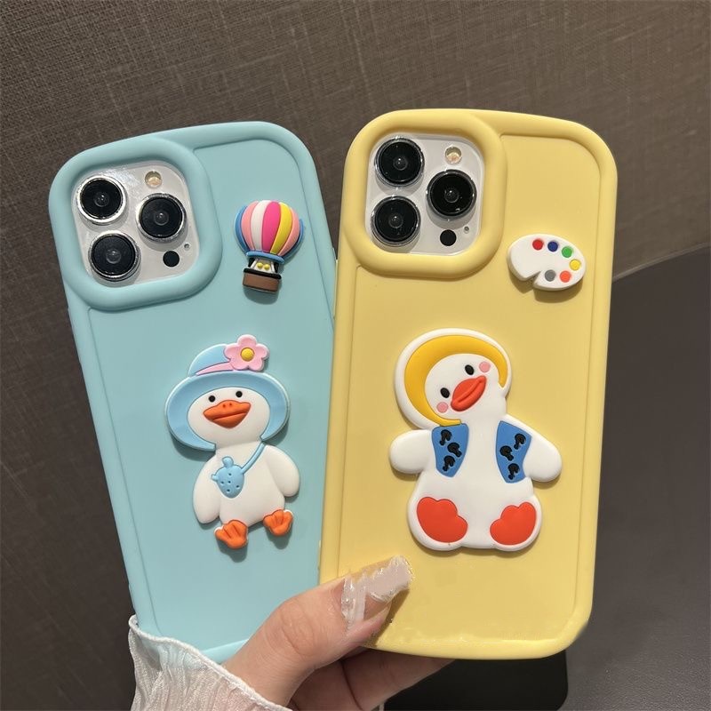 Ốp Điện Thoại Dẻo Họa Tiết Chú Vịt & Cầu Vồng Dễ Thương Cho iphone 15 pro max 14 13 12 11 pro max xr ix
