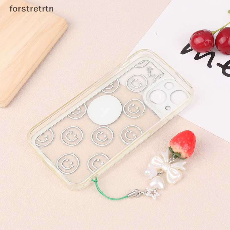 Dây Đeo Điện Thoại / Móc Khóa y2k Họa Tiết Dâu Tây / Nơ Dễ Thương