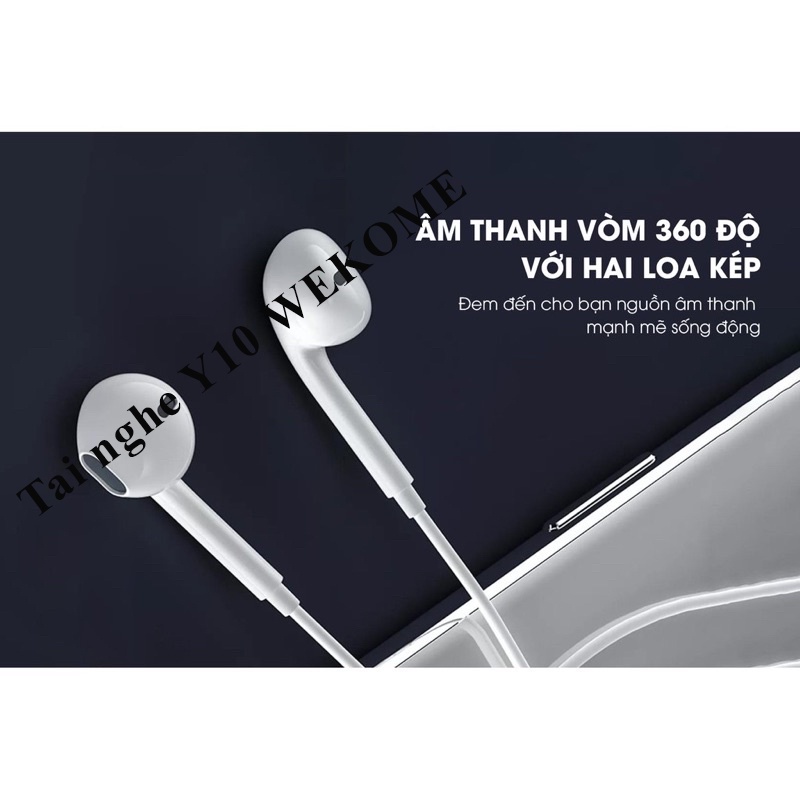 Tai nghe nhét tai WEKOME Y10 chính hãng - âm thanh tốt, bền bỉ, nút bấm nhạy, chân cắm 3.5mm