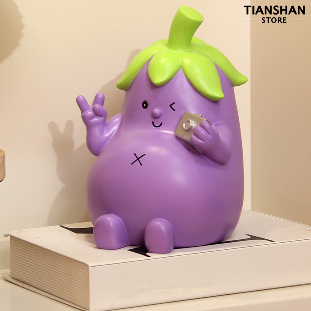 Tianshan Ống Heo Tiết Kiệm Tiền Hình Quả Cà Tím Hoạt Hình Đáng Yêu Sức Chứa Lớn Đa Năng Trang Trí Phòng Khách / Phòng Ngủ Cho Bé