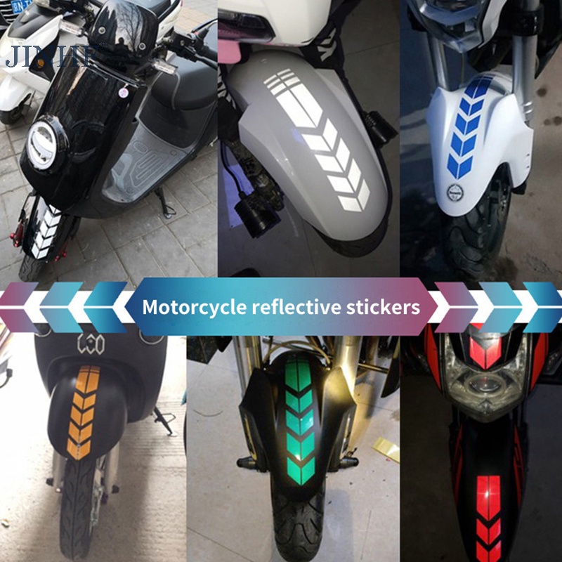 FENDER Jinf Đề Can Phản Quang Dán Trang Trí Xe Máy / Xe Hơi Cảnh Báo Hình Mũi Tên Kẻ Sọc Chống Thấm Nước Thông Dụng