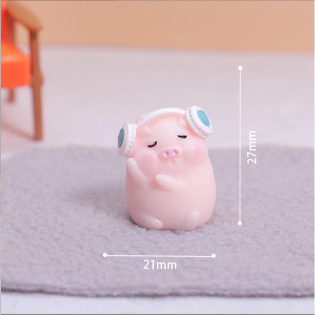 Tượng heo con bed time decor bàn học, terrarium