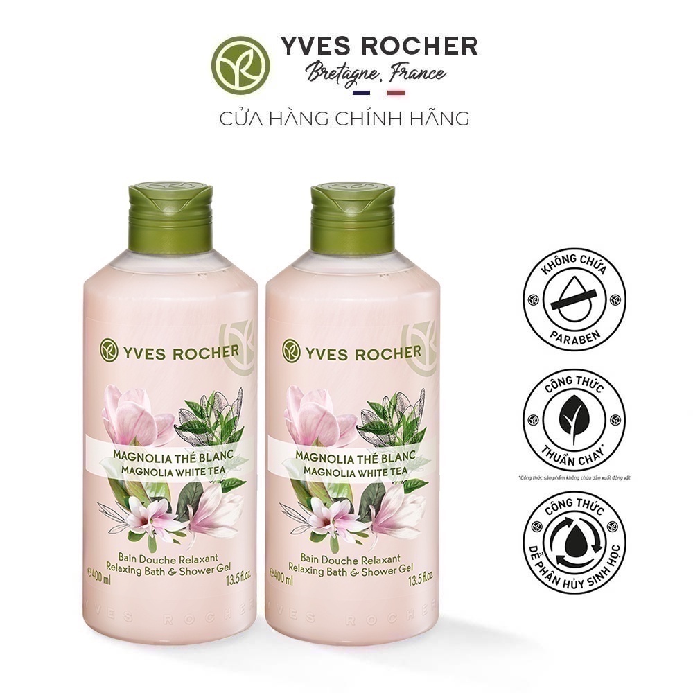 Combo 2 Sữa Tắm Hương Mộc Lan Kết Hợp Trà Trắng Yves Rocher Magnolia White Tea Relaxing Bath And Shower Gel 400 Ml