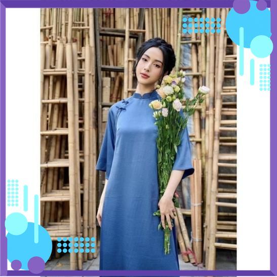 Set Áo Dài Xuông Dáng Xưa Đính Nơ Vai Cách Điệu_XUONGNO giá xưởng 50%