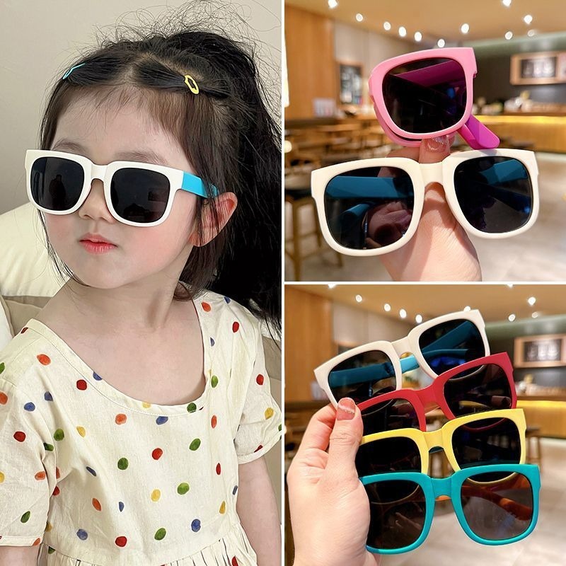 Kính Râm Gập Gọn Gọng Lớn Màu Sắc Kẹo Ngọt Dành Cho Trẻ Em