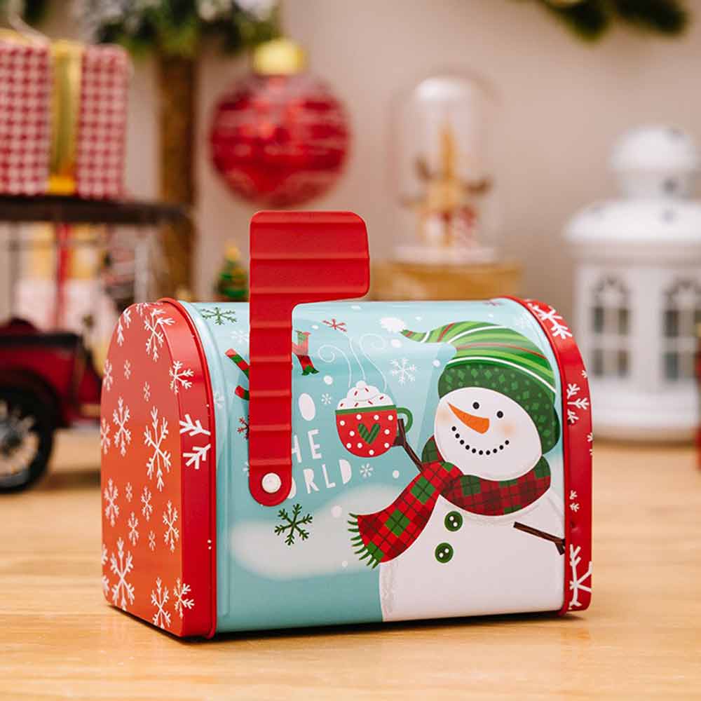 Christmas Tin Box Create Brilliant Color Celebration Gift Tin Box Festive Christmas Mailbox-shaped Ornament Box Xmas Decor