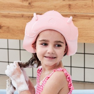 Children's silicone adjustable crown shower cap baby waterproof shampoo cap