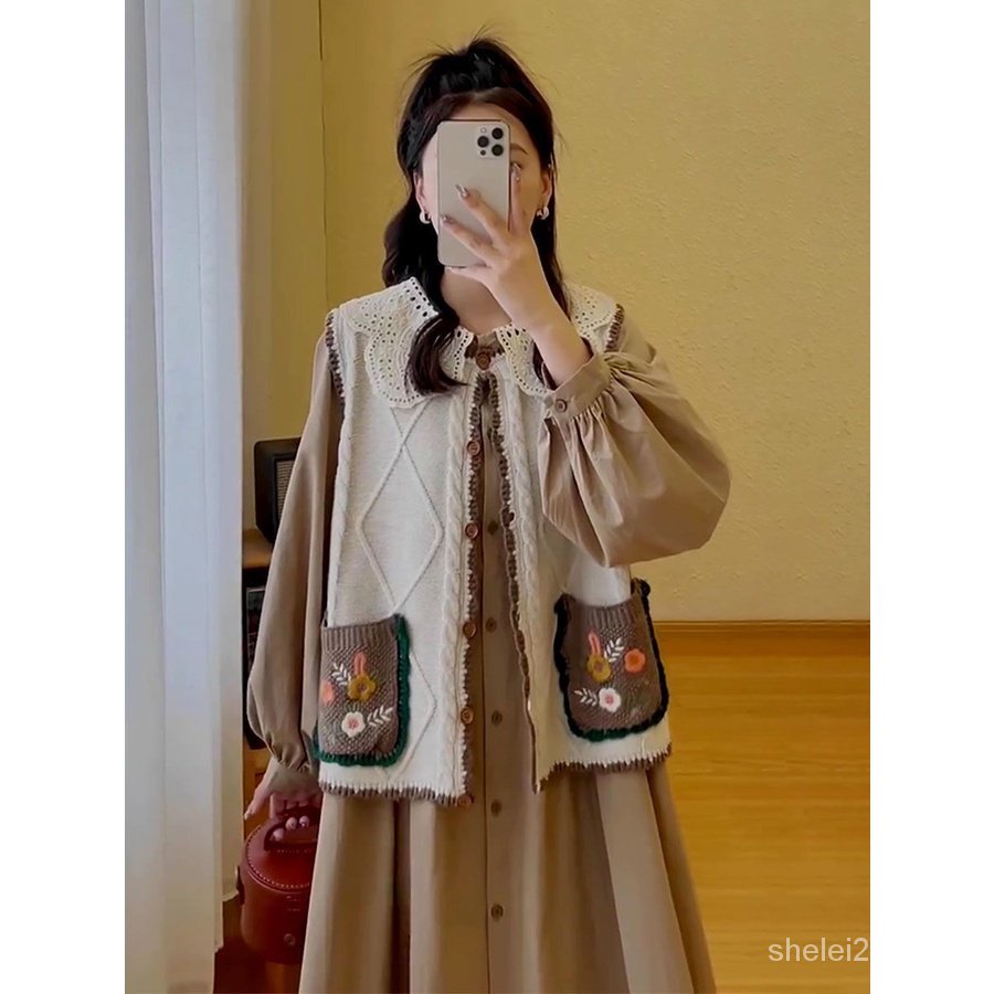 Đầm Dệt Kim Cổ Búp Bê Dáng Rộng Phong Cách retro Pháp Thời Trang Xuân Thu 2023 Mới Cho Nữ ohbj