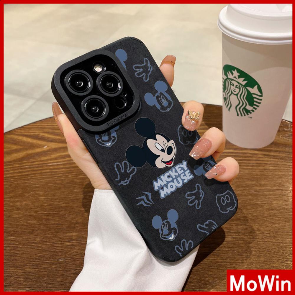 Ốp lưng iPhone 15 Pro Max Vỏ iPhone Da Mềm Đen Xám Xanh Lá Chống Bụi Bảo Vệ Camera Hoạt Hình Dễ Thương Chuột Xanh Tiếng Anh Tương Thích Với iPhone 14 13 Pro Max 12 11 XR XS 8Plus