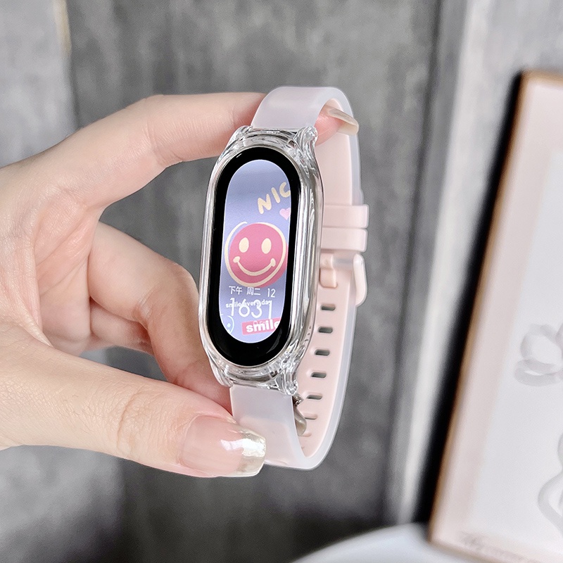 Dây Đeo silicone Trong Suốt Hai Màu Cho xiaomi mi band 8 7 6 mi5 4 3