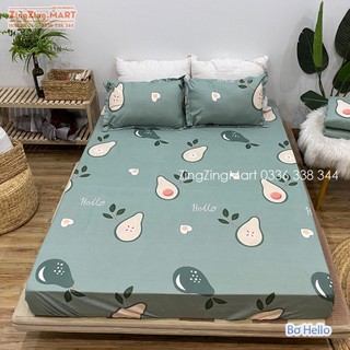 Bộ ga gối mẫu bơ hello cotton poly nhiều kích thước m2/m6/m8/2m2