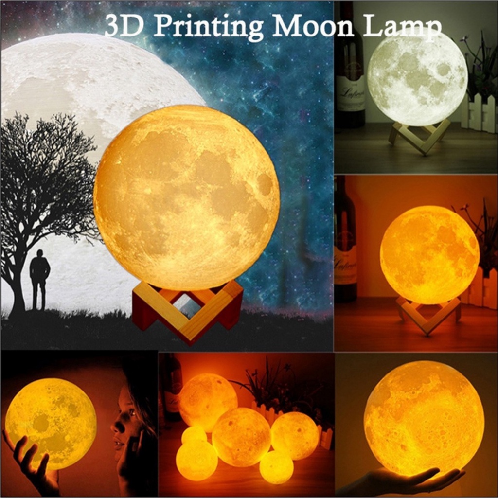 12cm đèn ngủ mặt trăng 3D kiểu dáng dễ thương trang trí phòng ngủ cho bé Để Bàn Trang Trí đèn