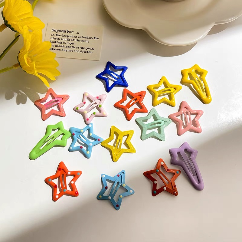 Kẹp Tóc Ngôi Sao Năm Cánh Màu Sắc Ngọt Ngào Phong Cách Mới 2023 y2k bb dopamine Dành Cho Bạn Nữ