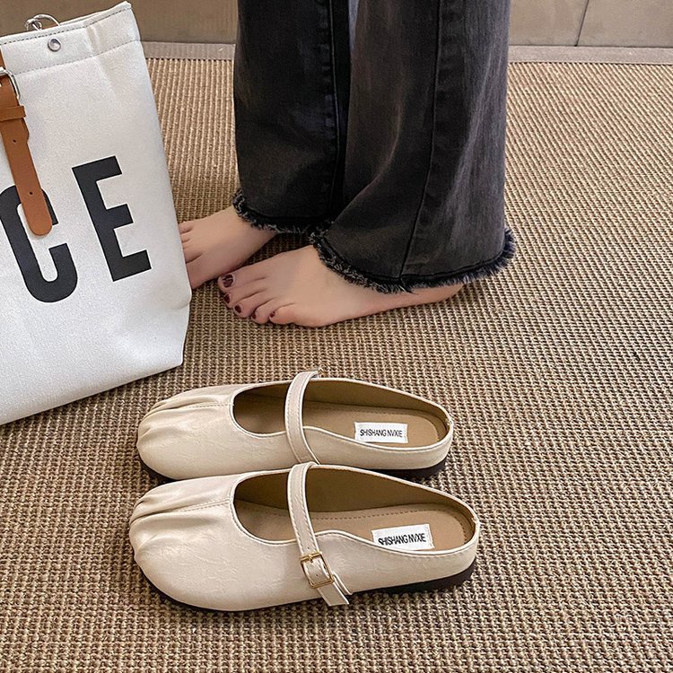 Dép bít mũi IELGY đế bằng xếp ly thời trang cho nữ