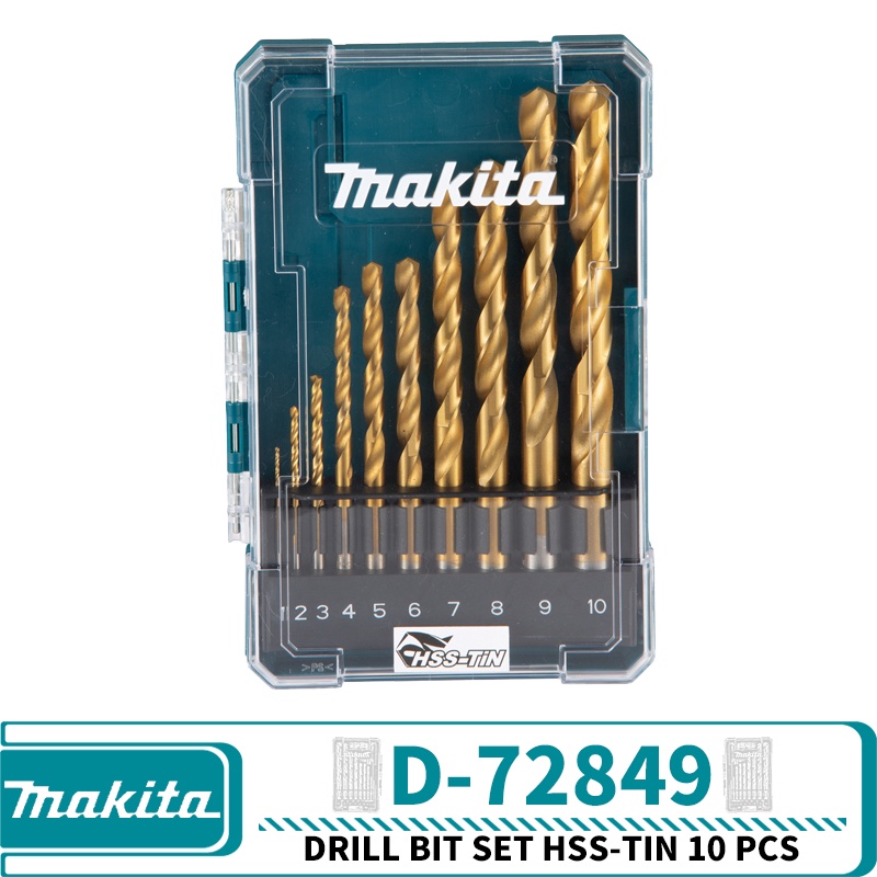 Makita Bộ Mũi Khoan Kim Loại d-67527 d-72833 d-72855 d-43555 d-43561 d-72849 d-43577 hss-tin
