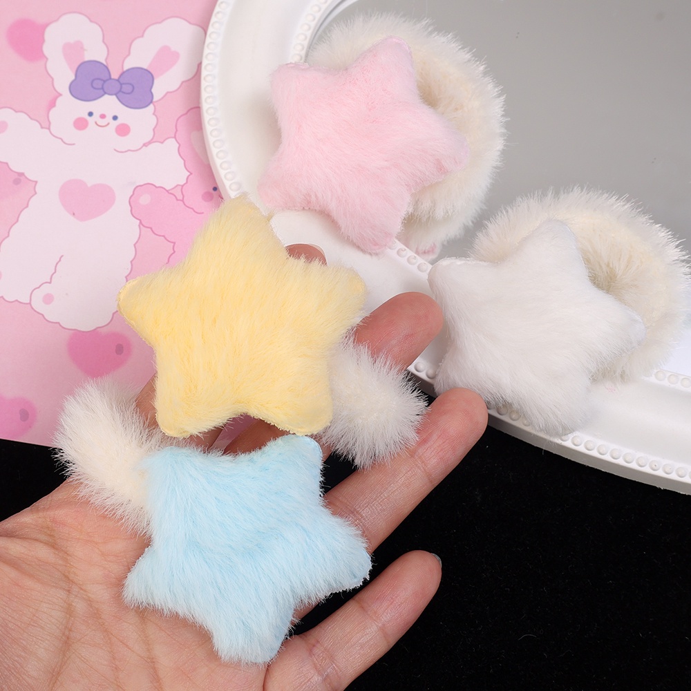 Dây Cột Tóc Đuôi Ngựa Bằng Vải Bông Màu Vàng Sữa Hình Ngôi Sao / Động Vật Hoạt Hình Đa Năng Cổ Điển Cho Bé Gái